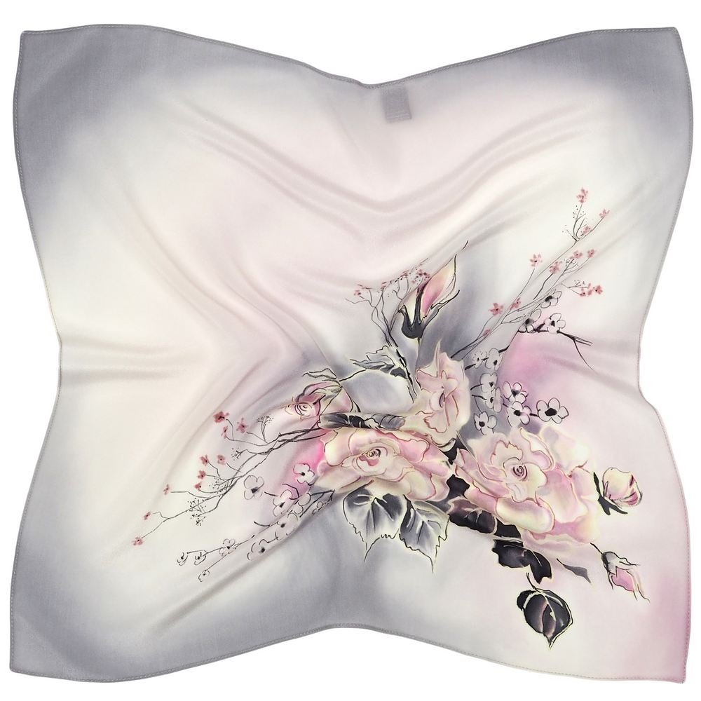 AM5-728 Gawroszka jedwabna rcznie malowana 55x55cm